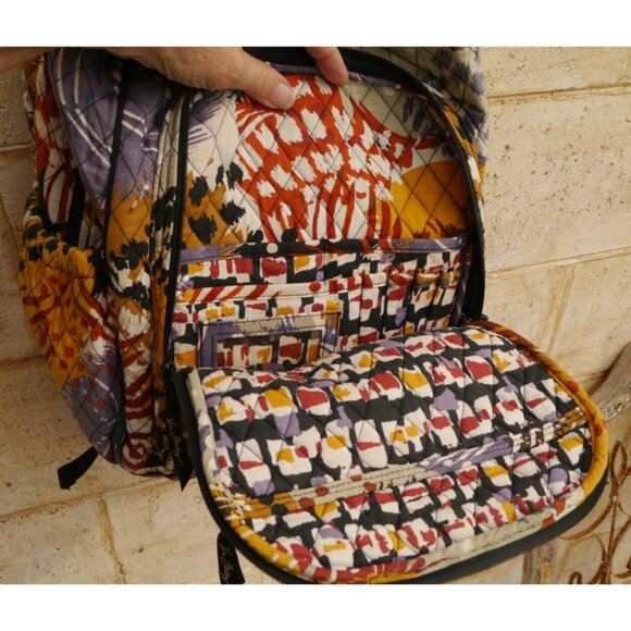 Vera Bradley Quilted Painted Feathers Campus Tech Backpack 16 x 12 x 6 Large main image 13
